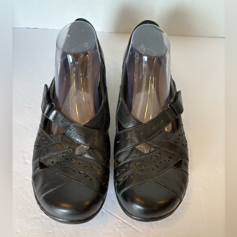 Clarks Bendables black leather slip-on loafers shoes size 11M